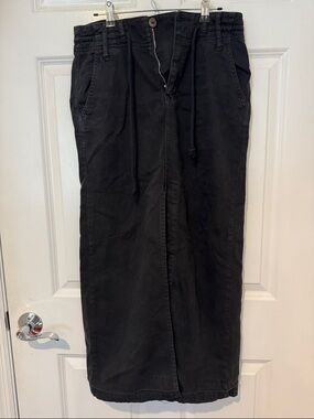 Free People Chino Maxi Skirt Black Cargo Skirt with Slit 0